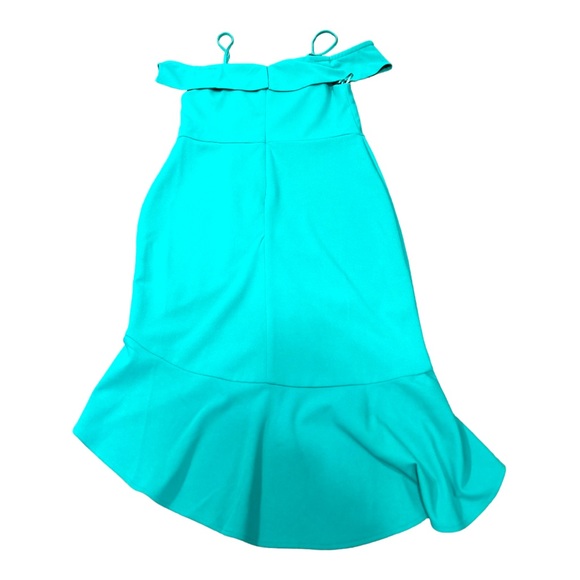 NWT Bebe Women's Cascade Ruffle Flounce AQUA Dress Size 12 - Picture 8 of 10
